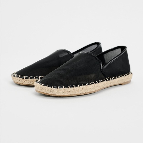 New ZARA Mesh Espadrilles With Jute Soles - Picture 1 of 5